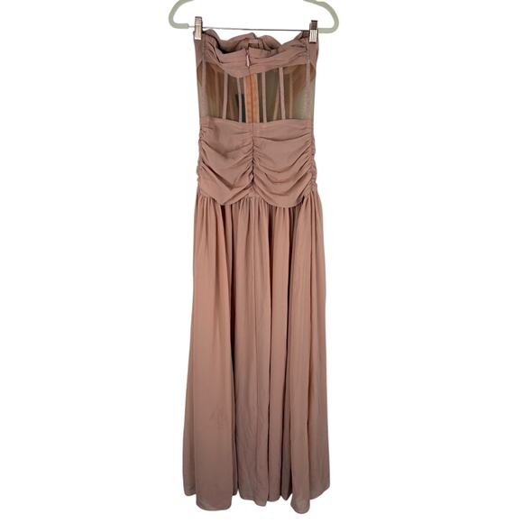 NBD Aaron Mesh Corset Gown Strapless Party Formal Statement Gala Prom Blush XS - Picture 7 of 12